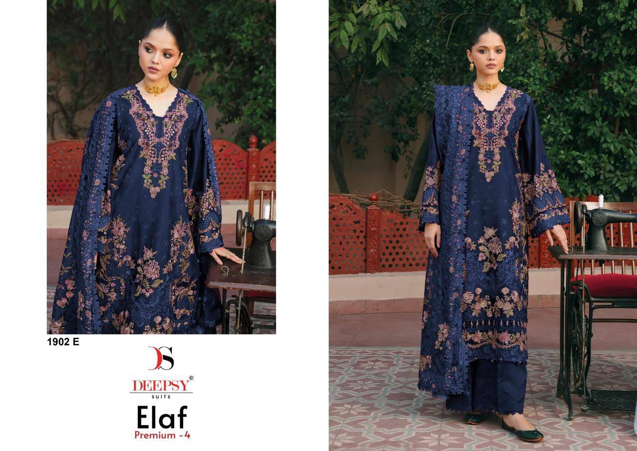 ELAF  Premium-4 Luxury Lawn 1902 by  DEEPSY SUITS 1902A To 1902D Series Designer Suits Pure cotton Pakistani Dresses At Wholesale Price